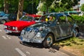 BADEN BADEN, GERMANY - JULY 2022: gray grey VW VOLKSWAGEN BEETLE TYPE 1, oldtimer meeting in Kurpark Royalty Free Stock Photo