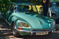 BADEN BADEN, GERMANY - JULY 2022: green menthol Citroen DS 21 pallas coupe 1968, oldtimer meeting in Kurpark Royalty Free Stock Photo