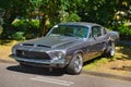 BADEN BADEN, GERMANY - JULY 2022: grey gray Shelby Mustang Ford sport coupe 1965, oldtimer meeting in Kurpark Royalty Free Stock Photo