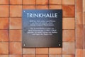 Baden-Baden, Germany - Information board at entrance of historic pump house called Trinkhalle