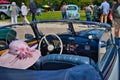 BADEN BADEN, GERMANY - JULY 2022: interior of blue 1938 FRAZER NASH BMW 327 328 80 cabrio roadster, oldtimer meeting in Kurpark