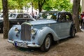 BADEN BADEN, GERMANY - JULY 2019: light blue BENTLEY R TYPE, oldtimer meeting in Kurpark