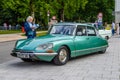 BADEN BADEN, GERMANY - JULY 2019: light green CITROEN DS 21 DS23 PALLAS coupe 1968 1976, oldtimer meeting in Kurpark