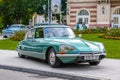 BADEN BADEN, GERMANY - JULY 2019: light green CITROEN DS 21 DS23 PALLAS coupe 1968 1976, oldtimer meeting in Kurpark