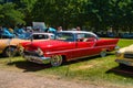 BADEN BADEN, GERMANY - JULY 2022: red Lincoln Premiere 1956, oldtimer meeting in Kurpark Royalty Free Stock Photo