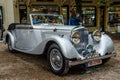 BADEN BADEN, GERMANY - JULY 2019: silver gray BENTLEY SPEED SIX cabrio roadster 1926, oldtimer meeting in Kurpark