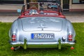BADEN BADEN, GERMANY - JULY 2019: silver gray MERCEDES-BENZ 190 SL roadster cabrio 1955 1963, oldtimer meeting in Kurpark Royalty Free Stock Photo