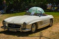 BADEN BADEN, GERMANY - JULY 2022: white Mercedes-Benz 300 SL W198 1957 cabrio roadster, oldtimer meeting in Kurpark Royalty Free Stock Photo