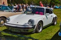 BADEN BADEN, GERMANY - JULY 2022: white PORSCHE 930 911 1975 coupe, oldtimer meeting in Kurpark