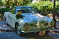 BADEN BADEN, GERMANY - JULY 2022: white VW VOLKSWAGEN KARMANN-GHIA TYP 14 CONVERTIBLE CABRIO 1955, oldtimer meeting in Kurpark Royalty Free Stock Photo