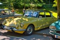 BADEN BADEN, GERMANY - JULY 2022: yellow Citroen DS 21 coupe 1967, oldtimer meeting in Kurpark Royalty Free Stock Photo