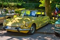 BADEN BADEN, GERMANY - JULY 2022: yellow Citroen DS 21 coupe 1967, oldtimer meeting in Kurpark Royalty Free Stock Photo