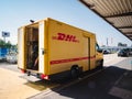 DHL Delivery van at Baden-Baden German airport Royalty Free Stock Photo
