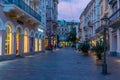 Baden Baden, September 22, 2020: Sunset view of a street in the