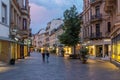 Baden Baden, September 22, 2020: Sunset view of a street in the