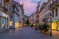 Baden Baden, September 22, 2020: Sunset view of a street in the