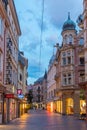 Baden Baden, September 22, 2020: Sunset view of a street in the