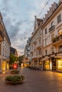 Baden Baden, September 22, 2020: Sunset view of a street in the