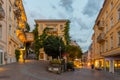 Baden Baden, September 22, 2020: Sunset view of a street in the