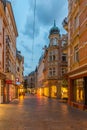 Baden Baden, September 22, 2020: Sunset view of a street in the