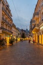 Baden Baden, September 22, 2020: Sunset view of a street in the