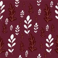 Seamless Floral Pattern For Fabric, textile, gift wrapping, wallpaper, backgrounds, tropical leaves. Dark Pink Vector Illustration