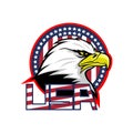 Badge with American eagle and USA flag. Royalty Free Stock Photo