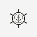 Badge of Anchor Cruise Ship Vintage Logo, Illustration Design of Pirates Navy Concept