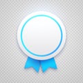 Badge with blue ribbon on transparent background Royalty Free Stock Photo