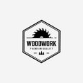 Badge of Carpenter Shop Logo Vector Vintage, Emblem of Illustration of Woodwork Concept, Design of Wood saws Modern