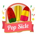 Badge of cute colorful popsicle