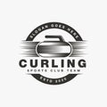 Badge emblem curling logo sport vector with curling stone concept Royalty Free Stock Photo