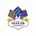 Badge or emblem happy makar sankranti design vector