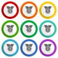 Badge, first, number one vector icons, set of colorful flat design buttons for webdesign and mobile applications Royalty Free Stock Photo