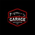 Badge garage auto repair and restoration logo vector Royalty Free Stock Photo