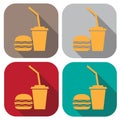 A badge of hamburger and cola. Food and drink, Badge in a flat design.