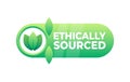 Badge highlighting ethically sourced products with a leaf design, emphasizing responsible sourcing