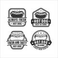 Badge hot dog fresh and tasty vector design logo
