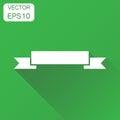 Badge icon. Business concept ribbon pictogram. Vector illustration on green background with long shadow. Royalty Free Stock Photo