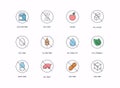 Badge Ingredient Warning Label Icons. Gluten, Lactose and Sugar Free Labels