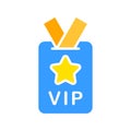 Badge with the inscription VIP line icon. Closed access, dressing room, police, VIP room, reporters, film crew. Vector color icon