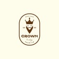 Badge with king beard crown logo design