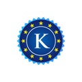 Badge And Label Logo Design On Letter K. K Letter Vintage Badge Retro Vector Logo Template Badges, Labels, Emblems, Marks And
