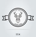 Badge labels hipster logo. Vector illustration silhouette of polygonal deer head. Retro vintage emblem templates. Royalty Free Stock Photo