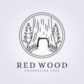 badge line art chandelier tree logo redwood iconic symbol vector illustration design Royalty Free Stock Photo
