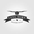 badge longhorn logo vector illustration design, western texas typography