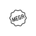 Badge Mega icon. Label in line design for online services, stores markets, sites and mobile apps. Sticker for printed