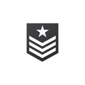 Badge military icon, army chevron with star. Stock Vector illustration isolated on white background Royalty Free Stock Photo