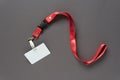 Badge mockup on grey background. Plain empty name tag mock up Royalty Free Stock Photo
