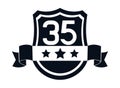 badge with number thirtyfive